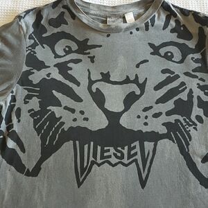 Diesel Boys Size 10 Grey and Black Tiger Soft Cotton Short Sleeve T-Shirt
